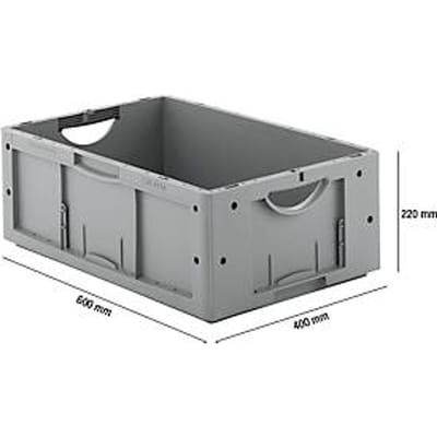 Eurobox serie LTB 6220, van PP, inhoud 41 l, zonder deksel, grijs