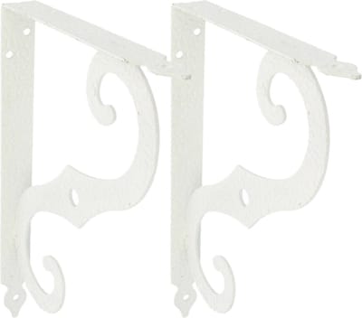 AMIG Plankdrager/steun/muurbeugel Barok - 2x - metaal - wit - H150 x B115 mm - Tot 90 kg - boekenplank steunen