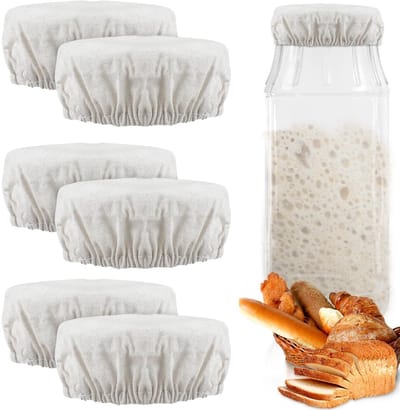 Dailygoods- Fermentatiedeksels Set van 6 - Geschikt voor 7,6-10,1 cm Jars - Ademend Katoen - Voor Fermentatie - Ideaal voor Sourdough en Kombucha - Diameter 10-11 cm - Fermentatiedoeken