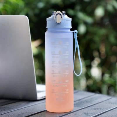 1 liter grote capaciteit sportwaterfles lekvrij kleurrijke plastic beker drinken buiten reizen draagbare sportschool fitness kannen 600ML to 1000ML gray