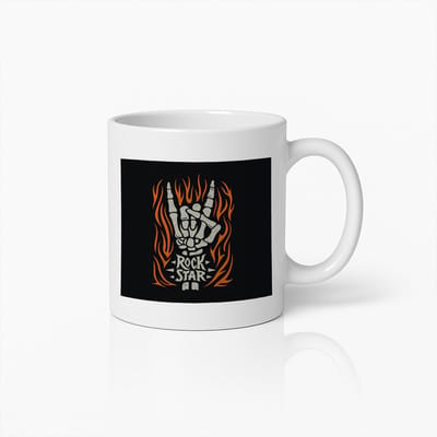 Rock Star Mok 330ml – Heavy Metal Skelethand Koffiebeker – Stoer Cadeau voor Rock & Muziekliefhebbers