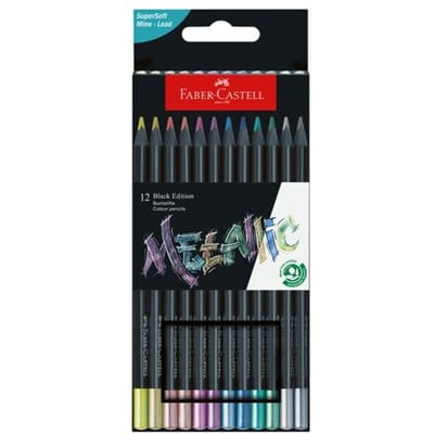 Faber-Castell kleurpotlood - Black Edition - 12 stuks Metallic in karton etui - FC-116415