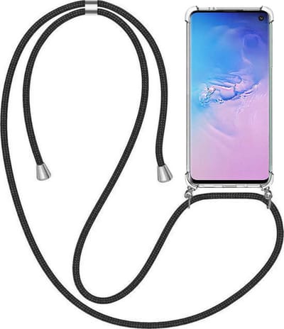Telefoonhoesje Geschikt voor Samsung Galaxy S10 Plus met Koord en Stootrand - TPU Backcover Shockproof met Lanyard - Smartphonica geschikt voor Samsung Galaxy S10 Plus