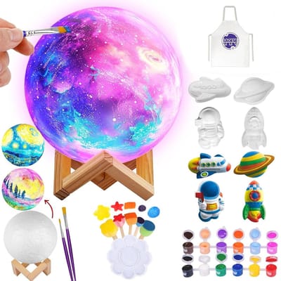 13 cm DIY 3D Maanlamp Galaxy Licht - Creatief Knutselpakket voor Kinderen - Kunstbenodigdheden voor Jongens & Meisjes