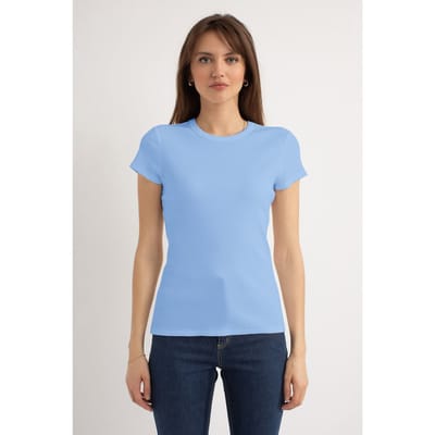 Josephine & Co Harley Ss Rib T-shirt Light Blue Size: XS | T-Shirts Outlet | Dames | Blauw