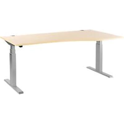 Schäfer Shop  Select Bureautafel met aanbouw ERGO-T, T-poot, aanbouw rechts, tweetraps elektr. in hoogte verstelbaar, B 1800 mm, esdoornpatroon