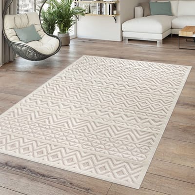 Binnen- en buitentapijt Eetkamer Weerbestendig Balkon Effen kleuren 3D Boho Scandi Design