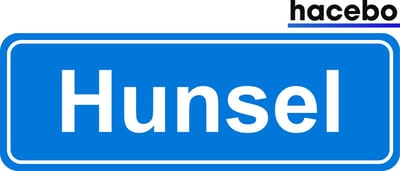 Hacebo - Plaatsnaam Sticker - 29x10 CM - Hunsel sticker - Verkeersborden sticker - grappige cadeaus - Hunsel