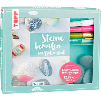 Creatieve set "Steine bemalen im Boho-Look"