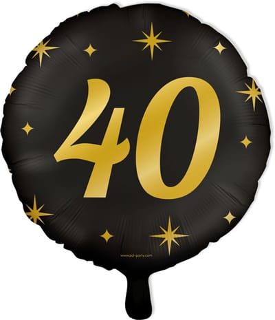 BTH - Folieballon 40 Jaar - Zwart-Goud - Verjaardag Versiering - Helium - Versiering - Verjaardag - Helium Ballonnen