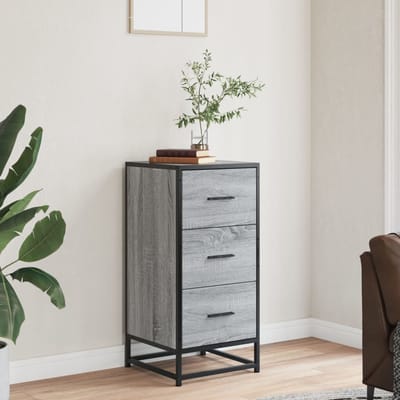 vidaXL - Dressoir - 35,5x35x76 - cm - bewerkt - hout - en - metaal - grijs - sonoma