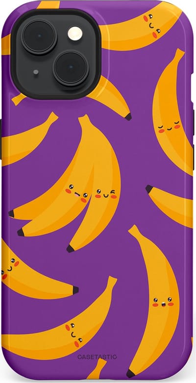 Casetastic Hoesje Geschikt voor Apple iPhone 15 Magsafe - Stijlvolle Beschermende Duo-layer Case - Kawaii Bananen
