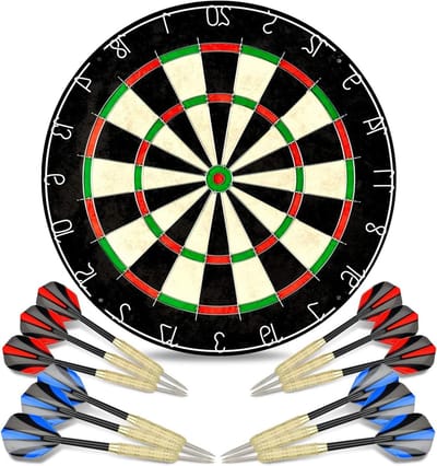 Dartbord Sisal - Professioneel Dartspel - Wedstrijd Darten - Nietvrije Bullseye - 17 Inch Diameter - Meerkleurig