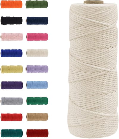 3 mm x 100 m Off-White Macrame Touw van 100% Natuurlijk Katoen voor Creatieve Projecten, Wanddecoratie en Handwerk