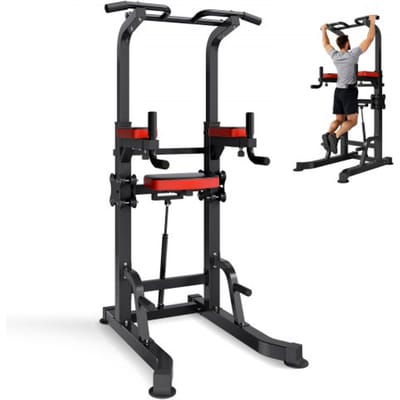 VEVOR optrekstang, optrekstation, powerdipstation met een draagvermogen van 150 kg en H-frame constructie, stabiele basis en steunplatform, 9-voudig in hoogte verstelbaar, training van armen en rug