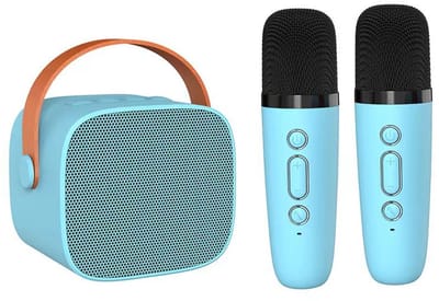 2 in 1 Karaokesets - Karaoke Set - microfoon - partybox - karaoke - Draagbare Bluetooth-luidspreker - Karaokeset voor Volwassenen en Kinderen - Uitgerust met 2 draadloze karaokemicrofoons - Blauw
