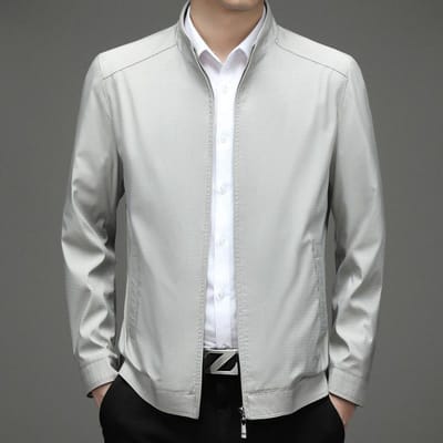 Jas Heren Lente Middelbare Leeftijd Papa Kleding Los Casual Mode Jas 3XL lichtgrijze kleur