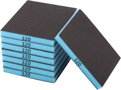 8 stuks schuurspons 320 korrel, nat-droog schuurblok, schuurpads, flexibele schuursponzen voor hout, metaal, kunststof, gipsplaat, drooggips (12 x 10 x 1,3 cm)