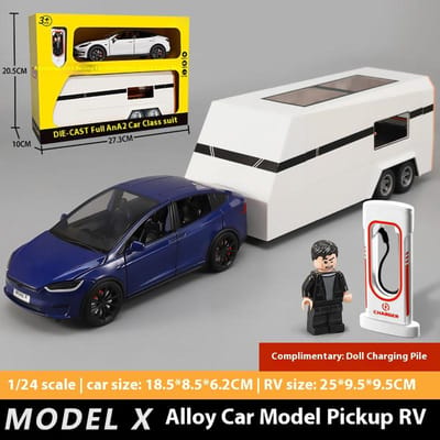 1:24 Model Y Model X Model S Trailer Rv Legering Diecast Metaal Auto Model Gesimuleerd Speelgoed Voertuig Collecties Hobby Verjaardagscadeaus Jongen