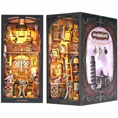 Meedeer DIY Book Nook Kit-Film doka-Camera collectie kamer-Miniatuur huis kits-DIY poppenhuis-3D puzzle-Modelbouw houten bouwset-Met led en stofkap-Knutselsets voor volwassenen-Verjaardagscadeau Kerstmis