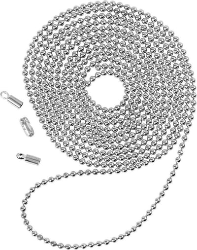 Balletjesketting, d 1,5 mm, verzilverd, 1 m/ 1 doos