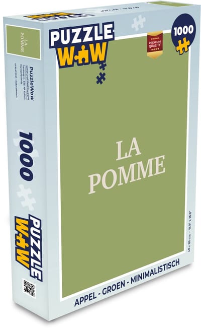 Puzzel Appel - Groen - Minimalistisch - Legpuzzel - Puzzel 1000 stukjes volwassenen