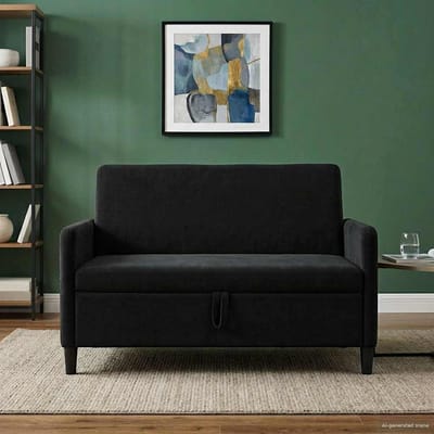 vidaXL - Sofa - met - Opbergruimte - Zwart - 122 - x - 78 - x - 87 - cm - Polyester