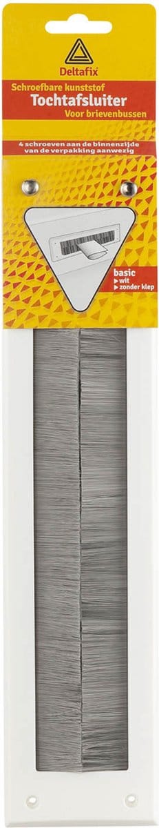 Deltafix Brievenbusborstel - wit - kunststof - 34 x 8,3 cm - tochtafsluiter - energiebesparend