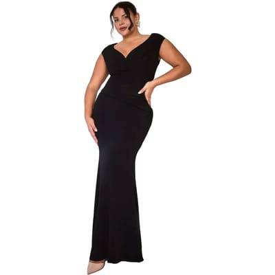 Damesjurk met plooi Goddiva Bardot Maxi