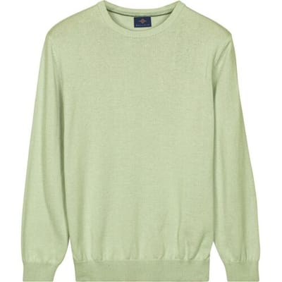 Baileys Trui Crew Neck Solid Color Cotton Knit Misty Green / male