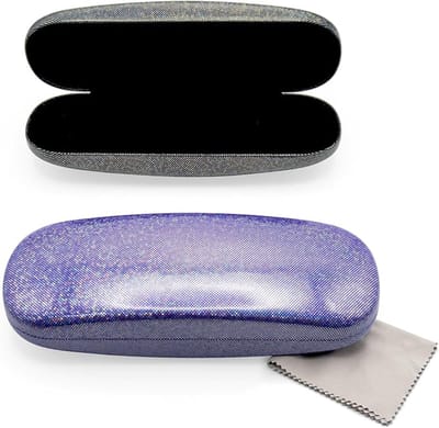 Famanu – Set van 2 glitter brillenkokers – Synthetisch materiaal – Met poetsdoek – Voor meisjes en vrouwen