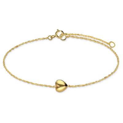 Lucardi Dames 14 karaat geelgouden armband hart - Armband - 14 Karaat Goud - Gelbgold legiert - 18,5 cm