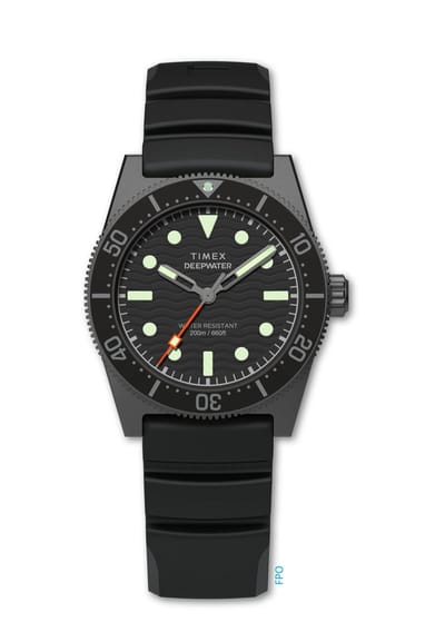 Timex Deepwater Reef 200 Kwarts Analoog Horloge Zwart En Zilverkleurig Kast Gemaakt Van 100% Roestvrij Staal En Een Armband Van 100% Synthetisch Rubber 41 TW2W74600AJ, TW2W74700AJ