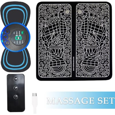 Voetmassage, Cervicale Wervelkolom Massage Tape met Afstandsbediening, Oplaadbaar Apparaat Volledige Lichaam Armen Buik Ontspanningsinstrument zwart