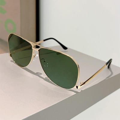 KAMMPT Oversized Piloten Zonnebril Dames Klassiek Retro Dubbele Brug UV Bescherming Mode Tinten Buiten as picture shows