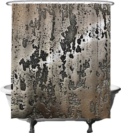 Ulticool Douchegordijn - Staal Metaal Structuur Industrieel - 180 x 200 cm - met 12 ringen - Anti Schimmel - Waterdicht & Wasbaar - Semi Transparant - Bruin Beige
