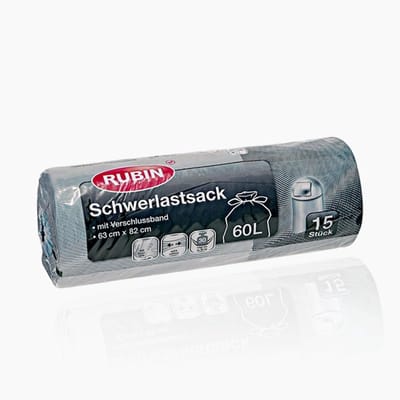 Afvalzakken 60 liter - Zware vuilniszakken - Huishouden en tuin - Extra sterk scheurvast - 63 x 82 cm - Blauw