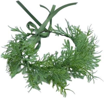 Bloemen Kroon - Hoofdband Krans - Feestelijke Aankleding - Verstelbare Pasvorm - 15 x 15 x 2 cm - Groen