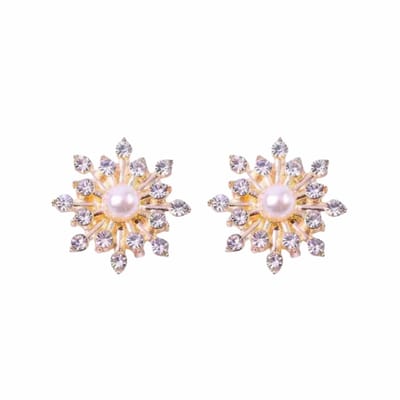 Clip Oorbellen-ster Synthetische-Parel -Elwira-Goudkleurig-1.5 cm- geen gaatje- Charme Bijoux