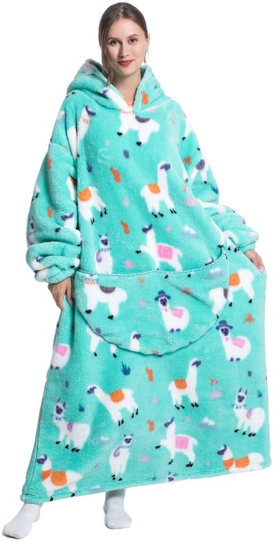 Dailygoods - Extra lange oversized deken hoodie - Draagbare deken met capuchon - Zachte fleece voor volwassenen - Perfect voor thuis - Ideaal voor tv...