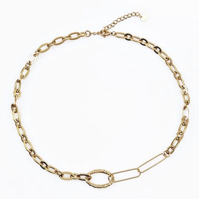 Dottilove Nasrin Ketting Dames - Geel Gold Plated op RVS - Verstelbare Ovale Schakelsketting