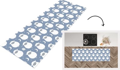 Keukenloper - Loper keuken - Schapen - Nacht - Maan - Patronen - 150x50 cm - Keukenloper vinyl