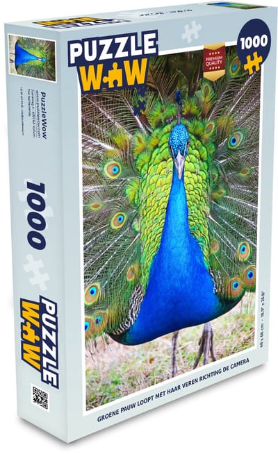Puzzel Pauw - Blauw - Groen - Legpuzzel - Puzzel 1000 stukjes volwassenen