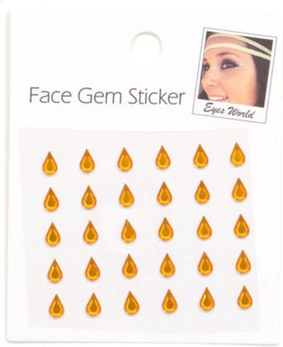 Face en Body - Opplak Steentjes - Tranen - Oranje-Goud