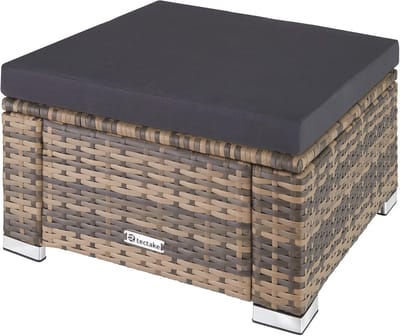 Wicker Hocker met Kussen - Weerbestendige Tuinmeubel voor Balkon en Terras - Diverse Kleuren