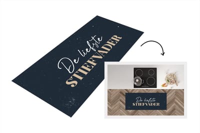 Keukenloper - Loper keuken - Kado man - Stiefvader - Vaderdag - De liefste stiefvader - Quotes - Spreuken - 120x50 cm - Keukenloper vinyl