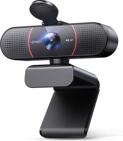 4K Webcam - PC Camera - Videoconferenties - Automatische Lichtcorrectie - 73 Graden - Zwart