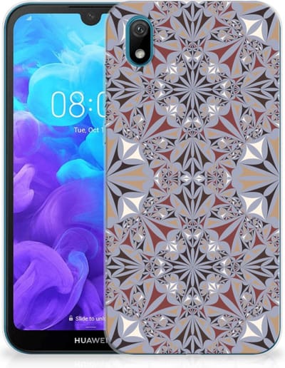 Huawei Y5 (2019) TPU Siliconen Hoesje Flower Tiles