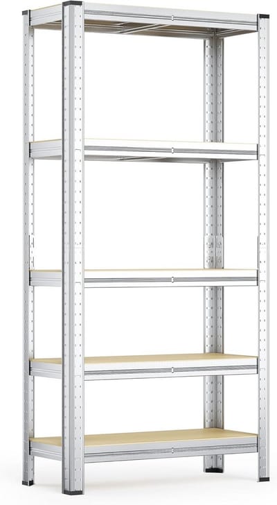 Opbergrek 180x90x30 cm met 875 kg draagcapaciteit - Verzinkt staal, 5 planken, ideaal voor kelder