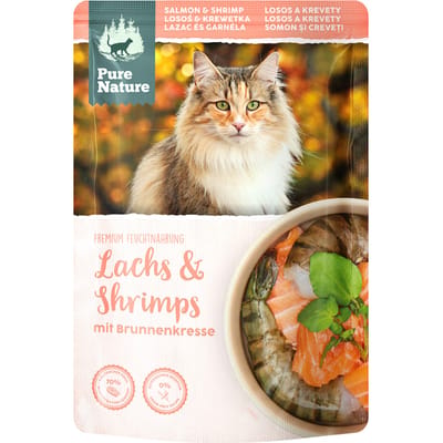 12x 80g Pure Nature Cat Zalm & Garnalen Nat Kattenvoer